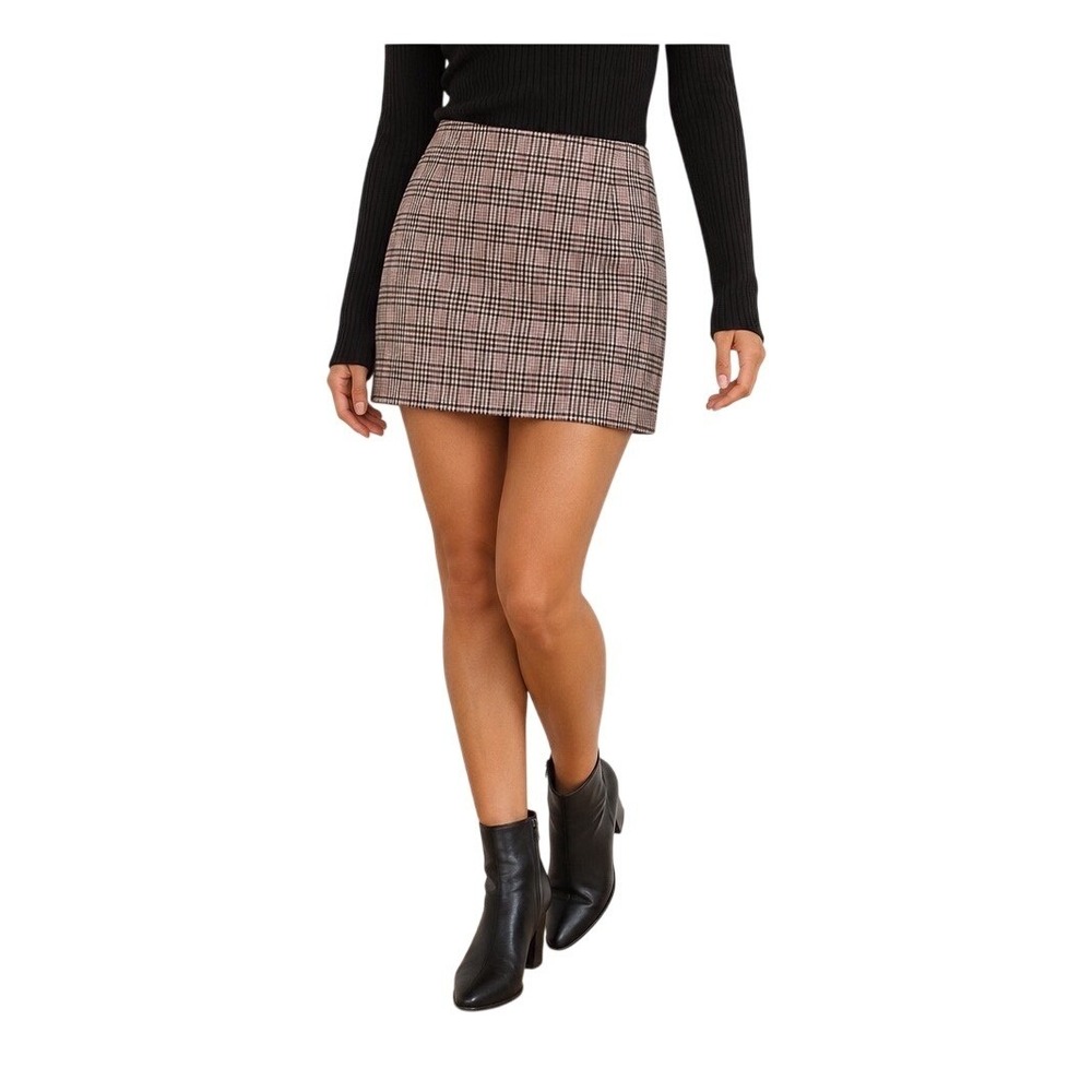 French Connection Women Size 2 Gina Check Pink Plaid Mini Skirt